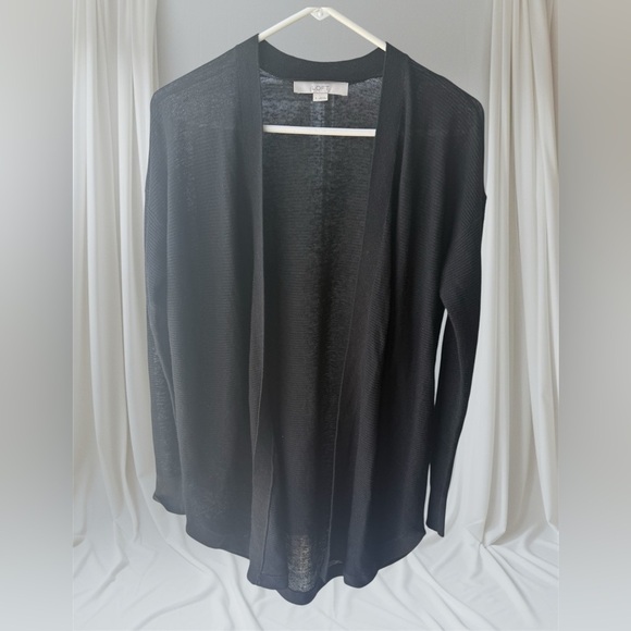LOFT Open Shirttail Cardigan Black Small - Picture 1 of 4